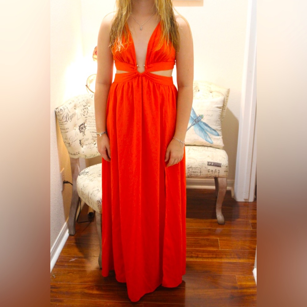 Shein bright orange size M or 6 long dress and the top is connected